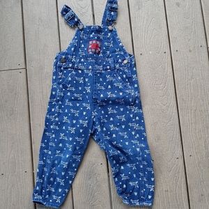Vintage Oshkosh Reindeer Christmas Holiday Overalls Bibs